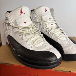 Jordan Men's White and Black Sneakers with Red Accents